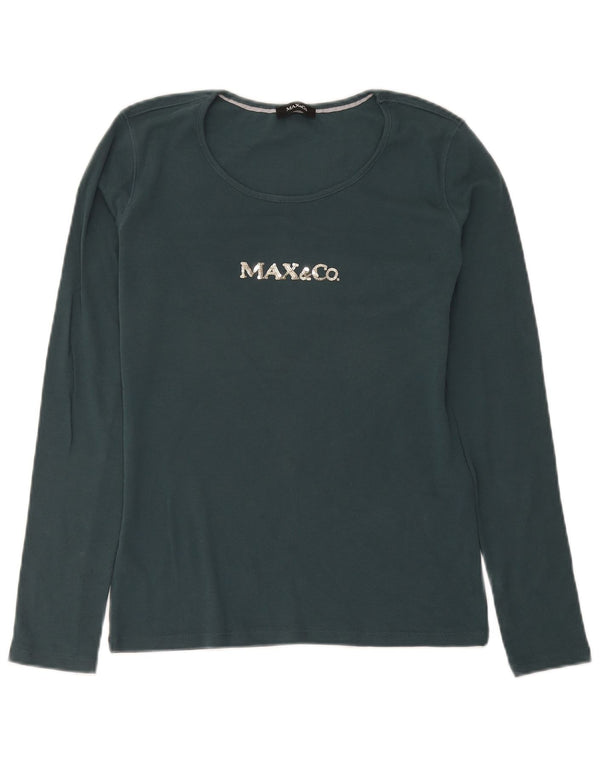 Max & Co. Top grafico da donna manica lunga UK 12 Cotone verde medio
