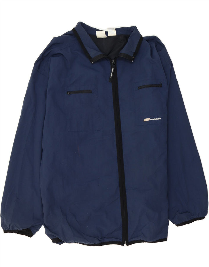 REEBOK Mens Tracksuit Top Jacket 2XL Navy Blue Polyamide Vintage Reebok and Second-Hand Reebok from Messina Hembry 