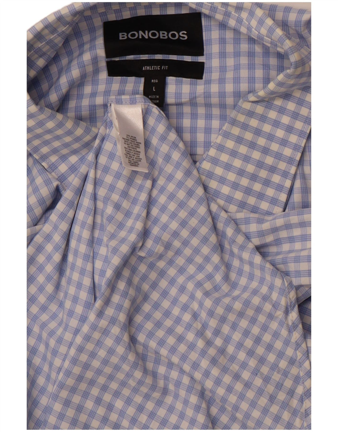 BONOBOS Camicia da uomo con vestibilità atletica, grande nylon a quadretti blu