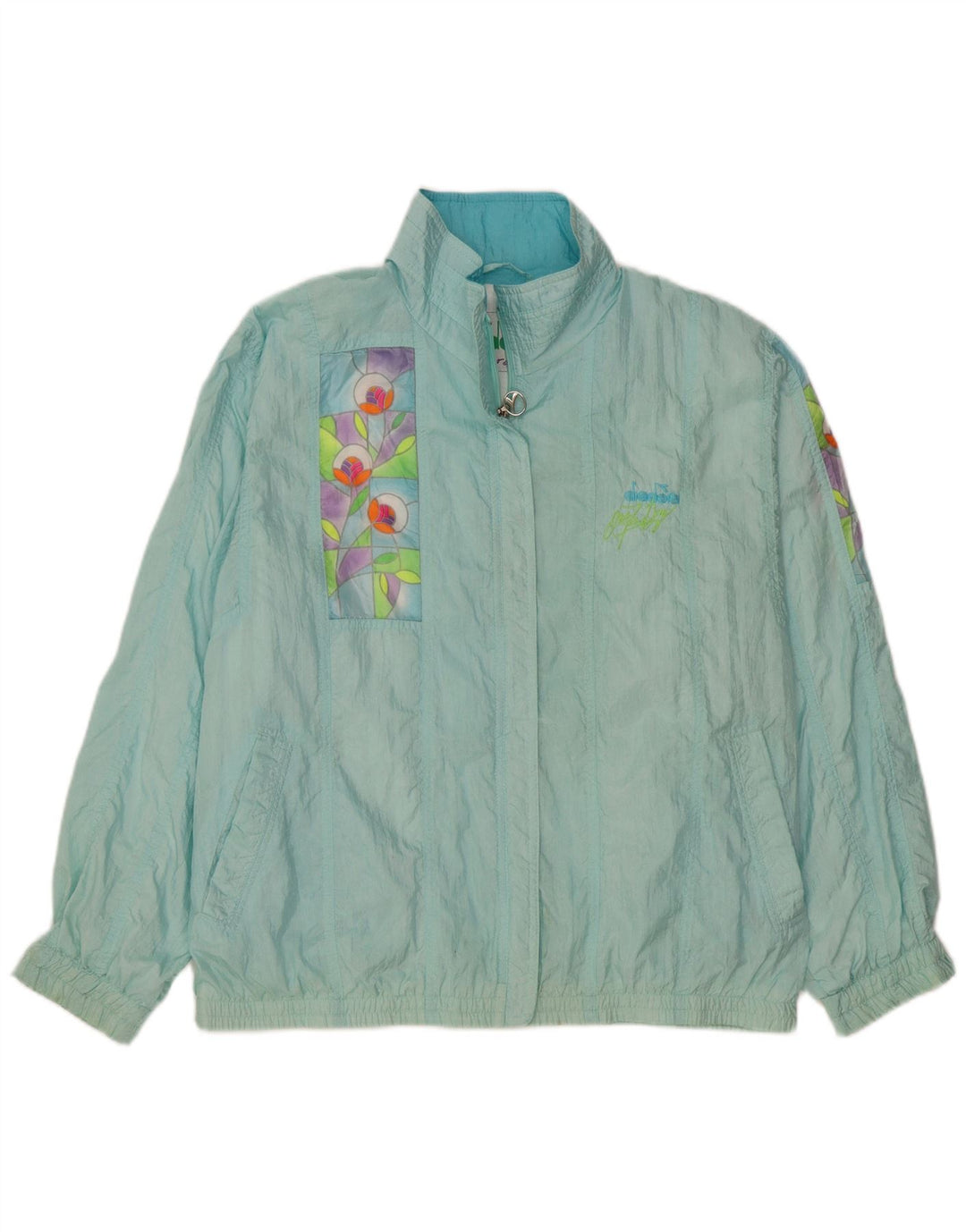 Giacca da tuta oversize da donna Diadora UK 14 Blu medio floreale