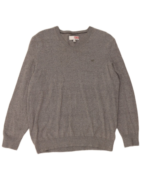 MUSTANG Maglione da donna con scollo a V UK 18 XL Cotone grigio