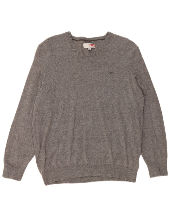 MUSTANG Maglione da donna con scollo a V UK 18 XL Cotone grigio