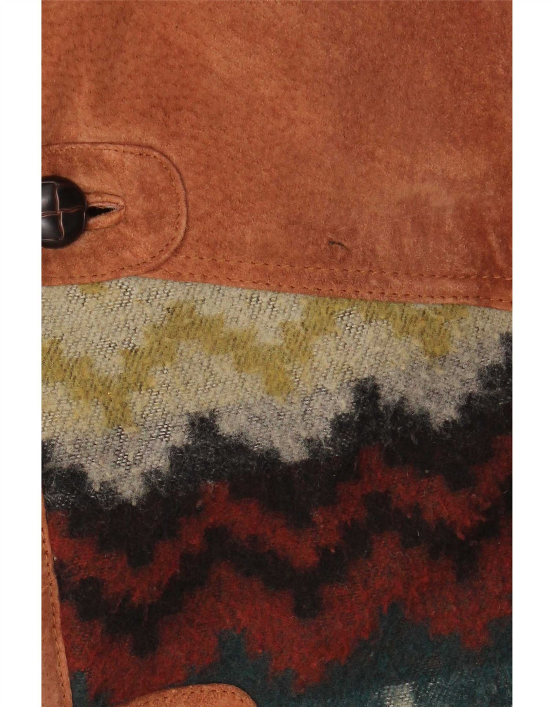 Cappotto vintage da uomo in pelle scamosciata scamosciata EU 50 grande pelle geometrica marrone