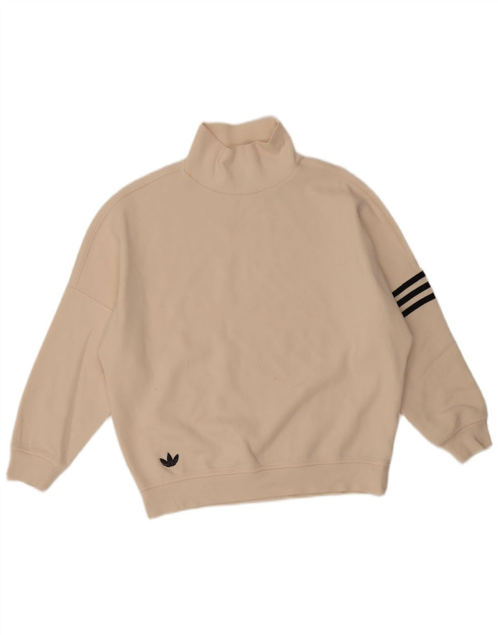 Felpa oversize da donna Adidas maglione UK 2 2XS cotone beige