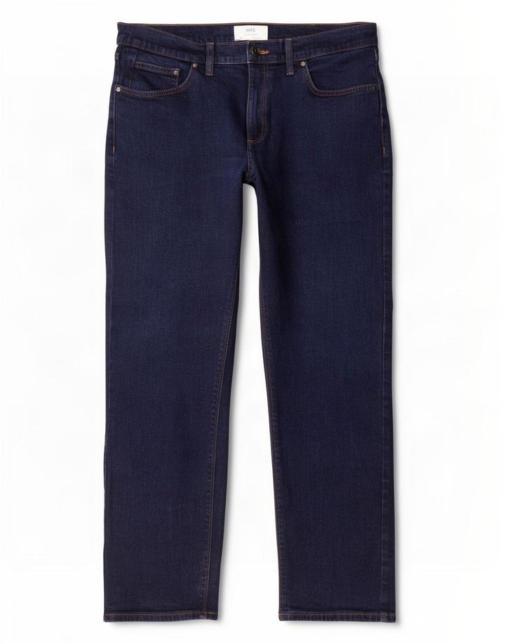 Jeans dritti da uomo Marks & Spencer W36 L29 cotone blu navy
