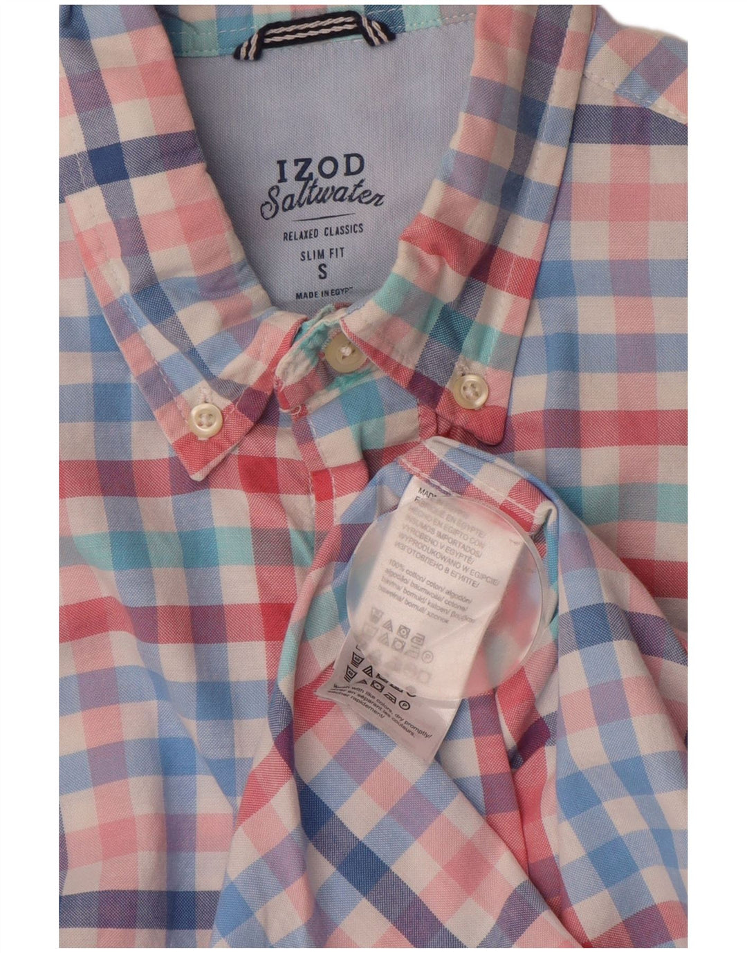 Camicia slim fit da uomo IZOD Salt Water, piccolo cotone a quadri multicolore