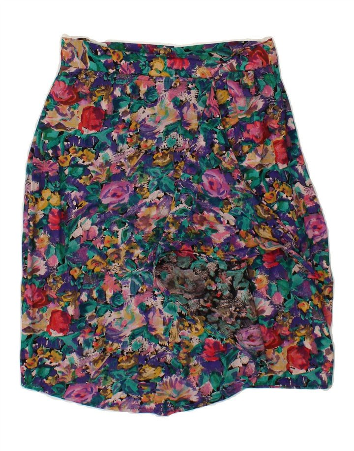 VINTAGE Womens A-Line Skirt UK 12 Medium W26  Multicoloured Floral Vintage Vintage and Second-Hand Vintage from Messina Hembry 