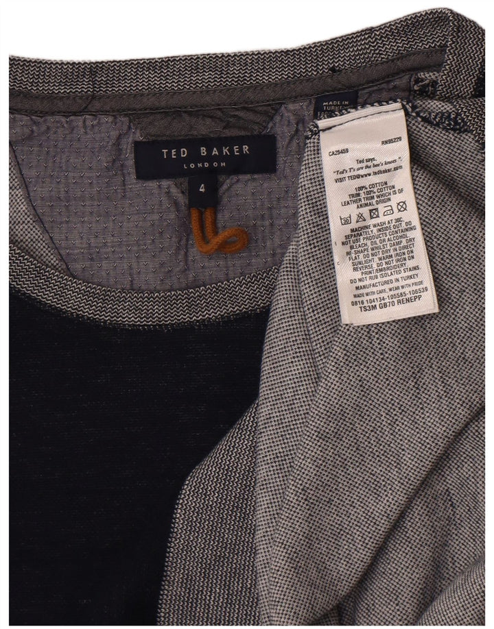 Felpa da uomo Ted Baker, taglia 4, grande, in cotone color block blu navy