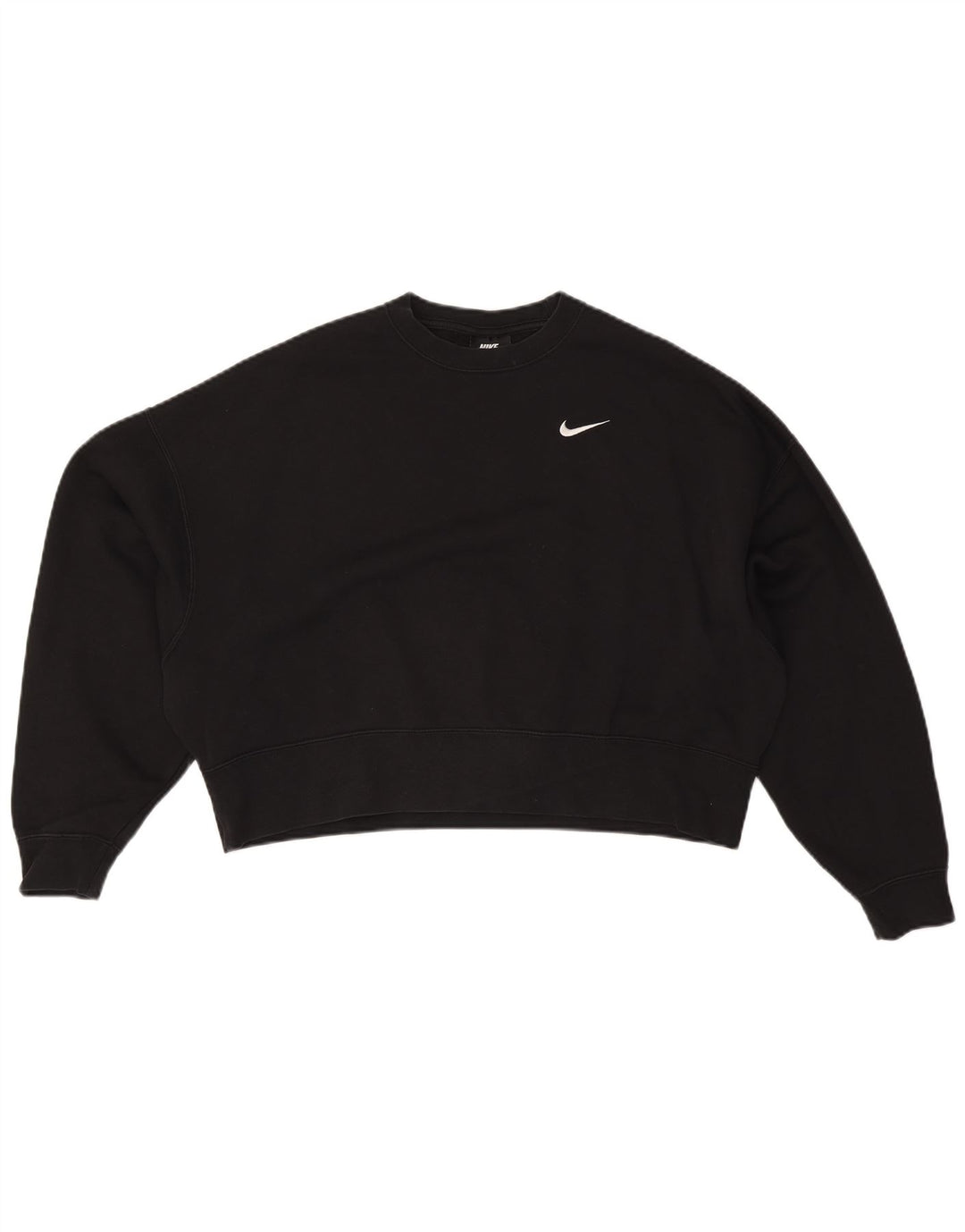 NIKE Felpa corta oversize da donna, maglione UK 10, piccola, cotone nero