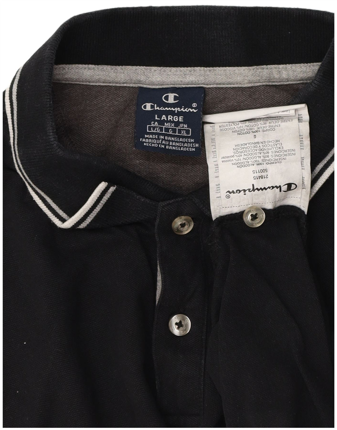 Polo da uomo Champion grande in cotone nero