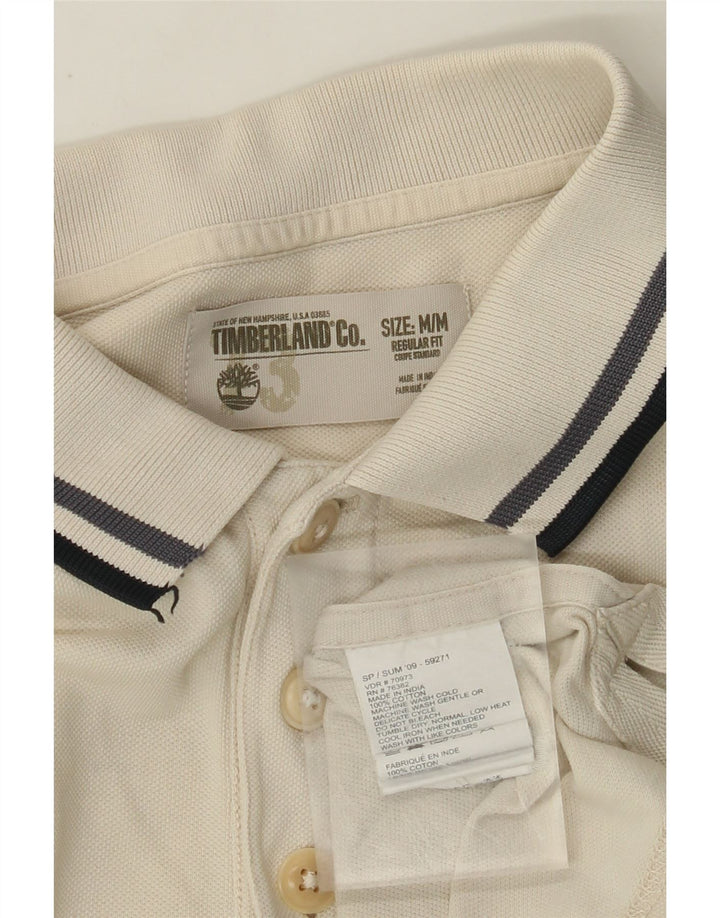 Polo Timberland da uomo vestibilità regolare in cotone bianco sporco medio