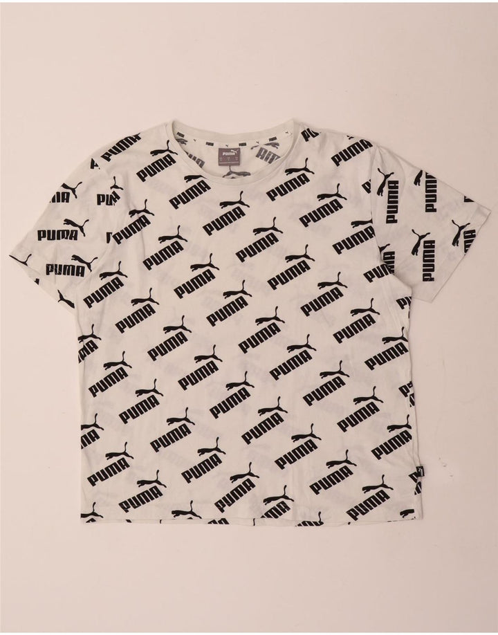 T-shirt grafica da uomo Puma Top in cotone bianco medio