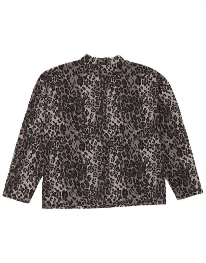 Marks & Spencer Top da donna a maniche lunghe UK 10 piccola stampa animalier grigia