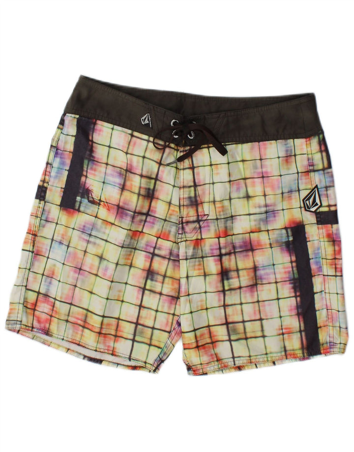 Pantaloncini da bagno da uomo Volcom, poliestere medio a quadri multicolore