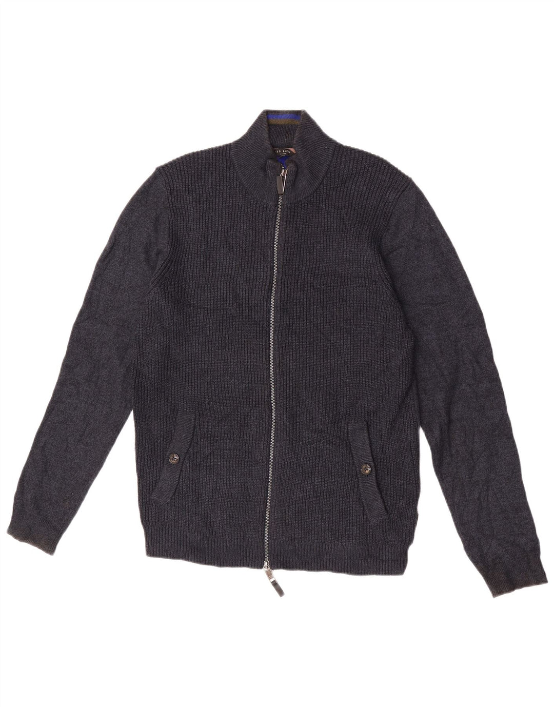 Maglione cardigan da uomo Ted Baker taglia 3 medio poliestere blu navy