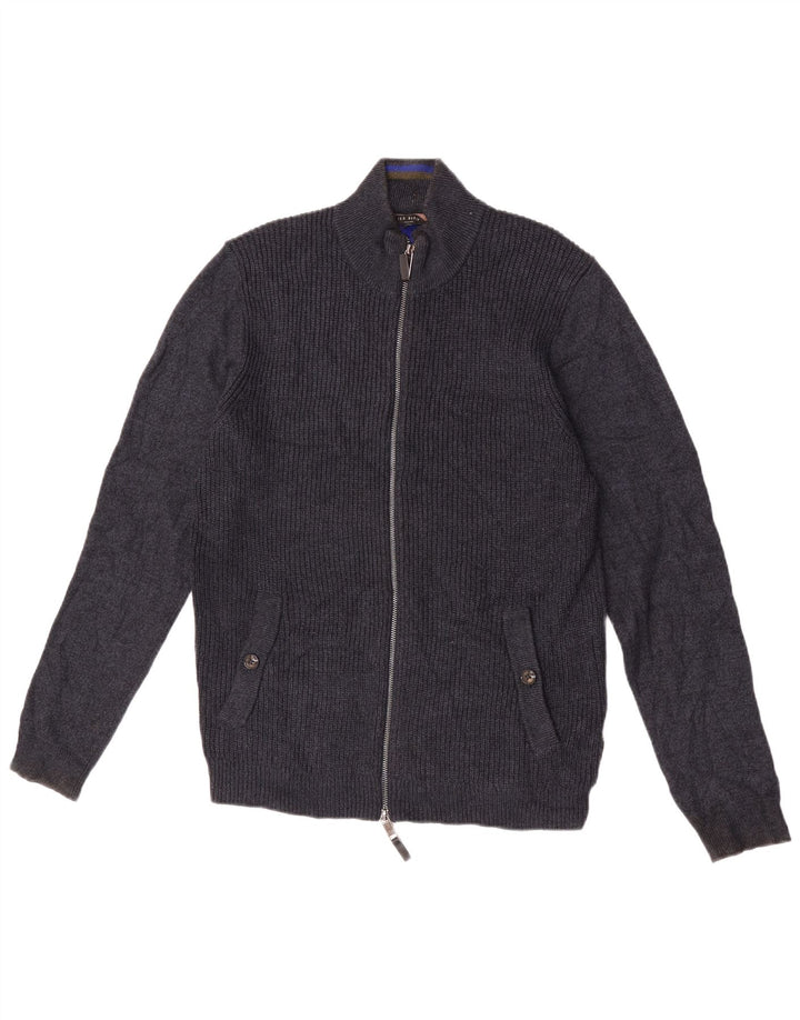 Maglione cardigan da uomo Ted Baker taglia 3 medio poliestere blu navy