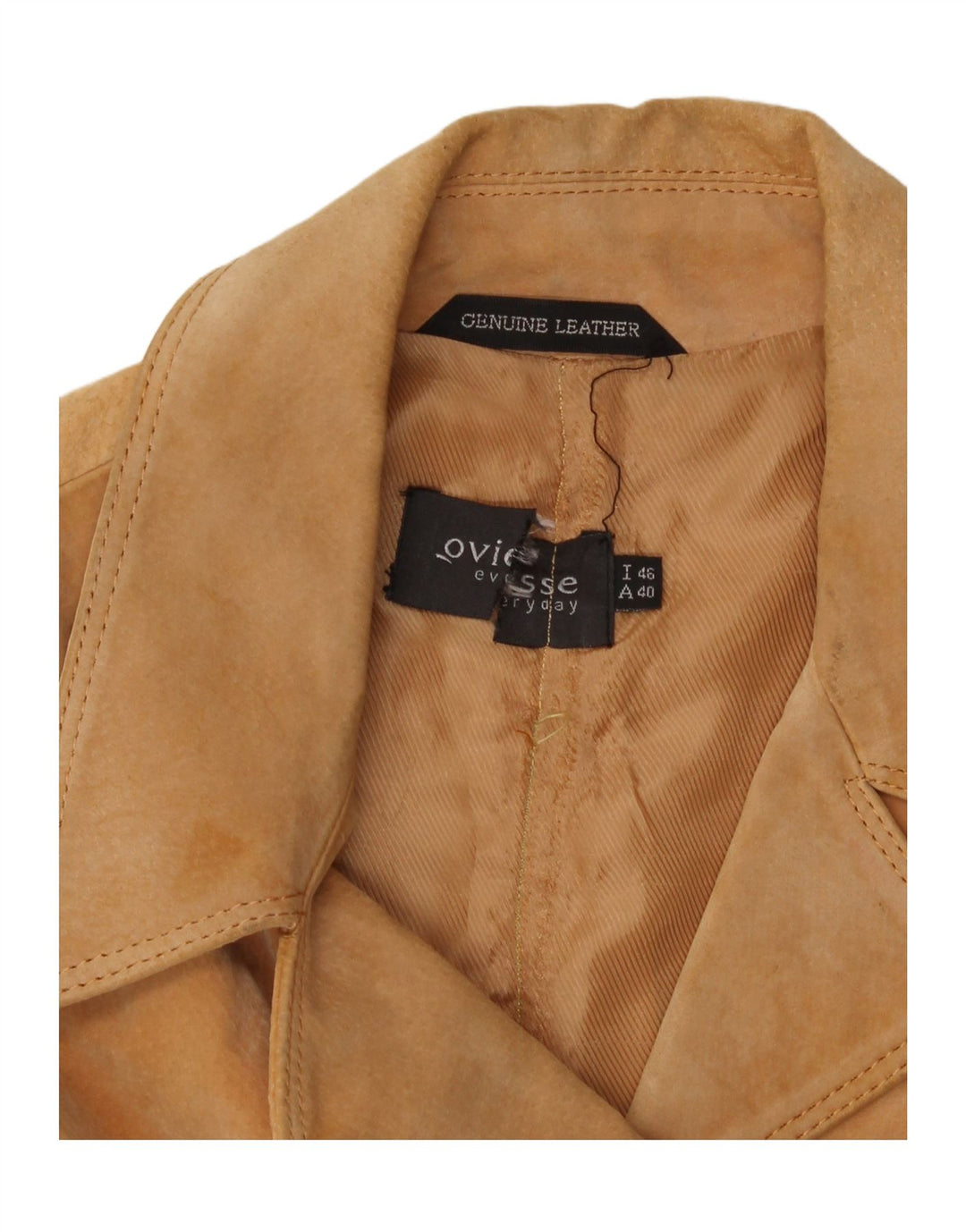 OVIESSE Womens 3 Button Suede Blazer Jacket IT 46 Large Beige Leather Vintage Oviesse and Second-Hand Oviesse from Messina Hembry 