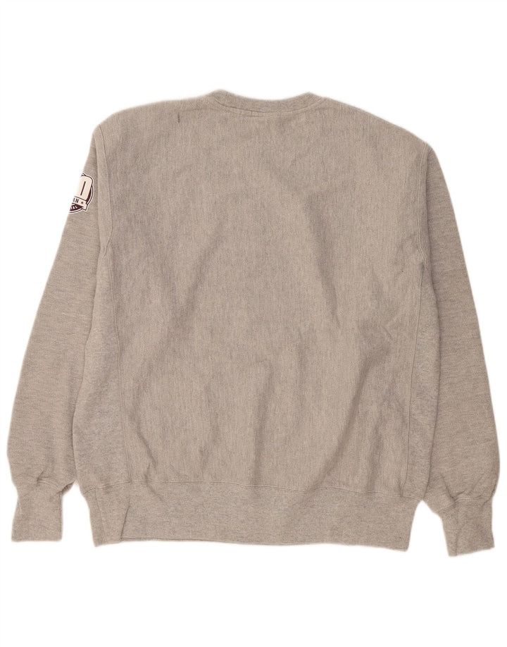 Felpa grafica da uomo Champion, maglione grande, cotone grigio