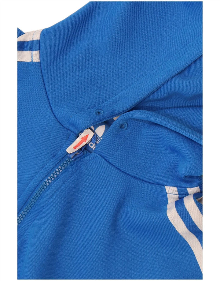 Maglione con cappuccio e zip grafica Adidas da uomo in poliestere blu medio