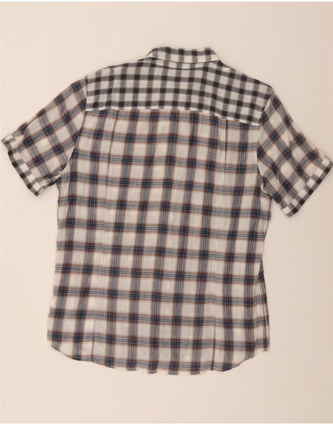 Camicia Guess da uomo a maniche corte XL in cotone a quadri grigio