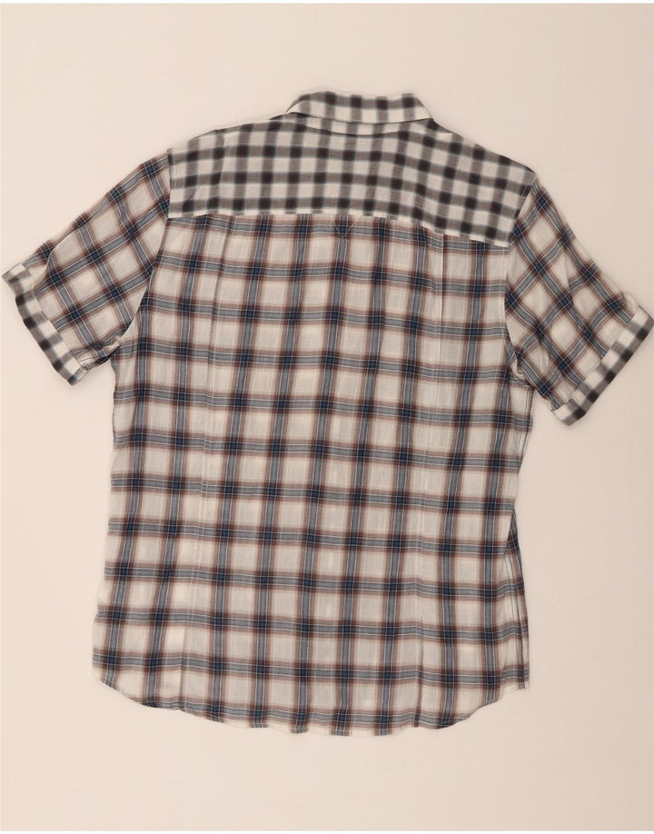 Camicia Guess da uomo a maniche corte XL in cotone a quadri grigio