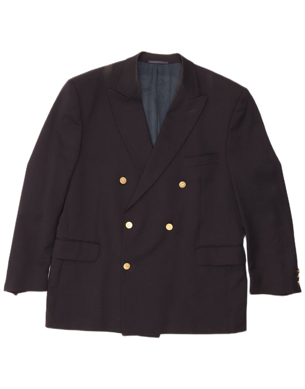 Jaeger Giacca Blazer Doppio Petto da Uomo IT 54 2XL Lana Blu Navy