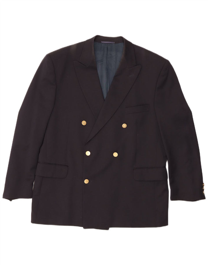 Jaeger Giacca Blazer Doppio Petto da Uomo IT 54 2XL Lana Blu Navy