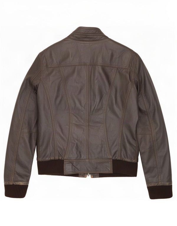 Giubbotto bomber in pelle vintage da uomo IT 48 Marrone medio