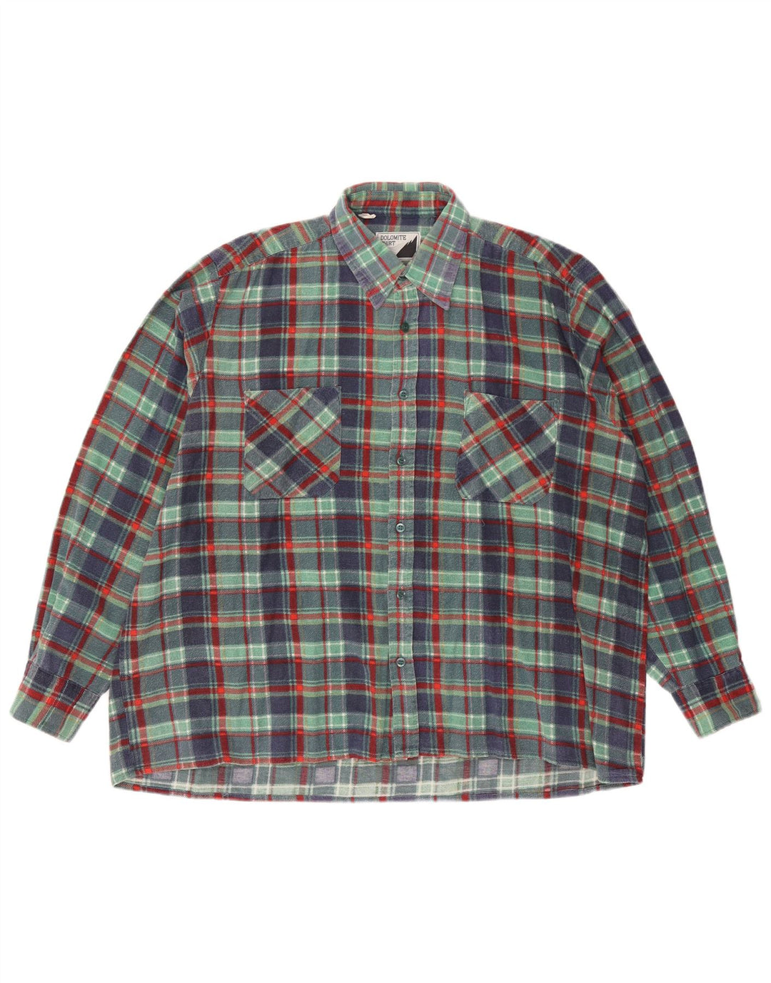 Camicia da uomo in flanella Dolomite XL in cotone a quadri verdi