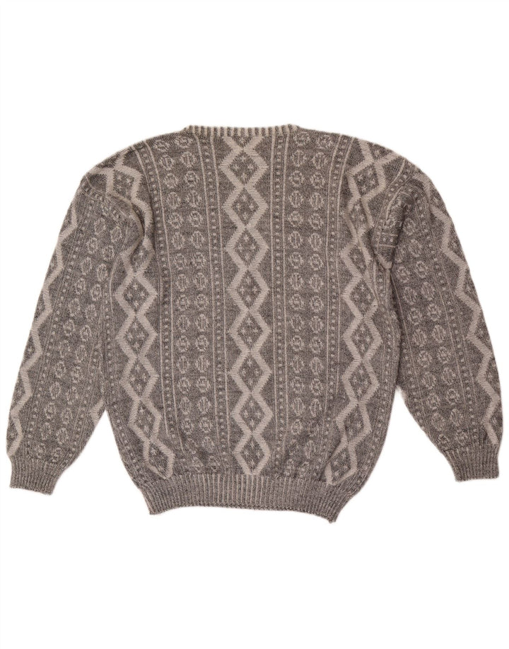 Maglione maglione girocollo da uomo Vogue in cotone geometrico grigio medio