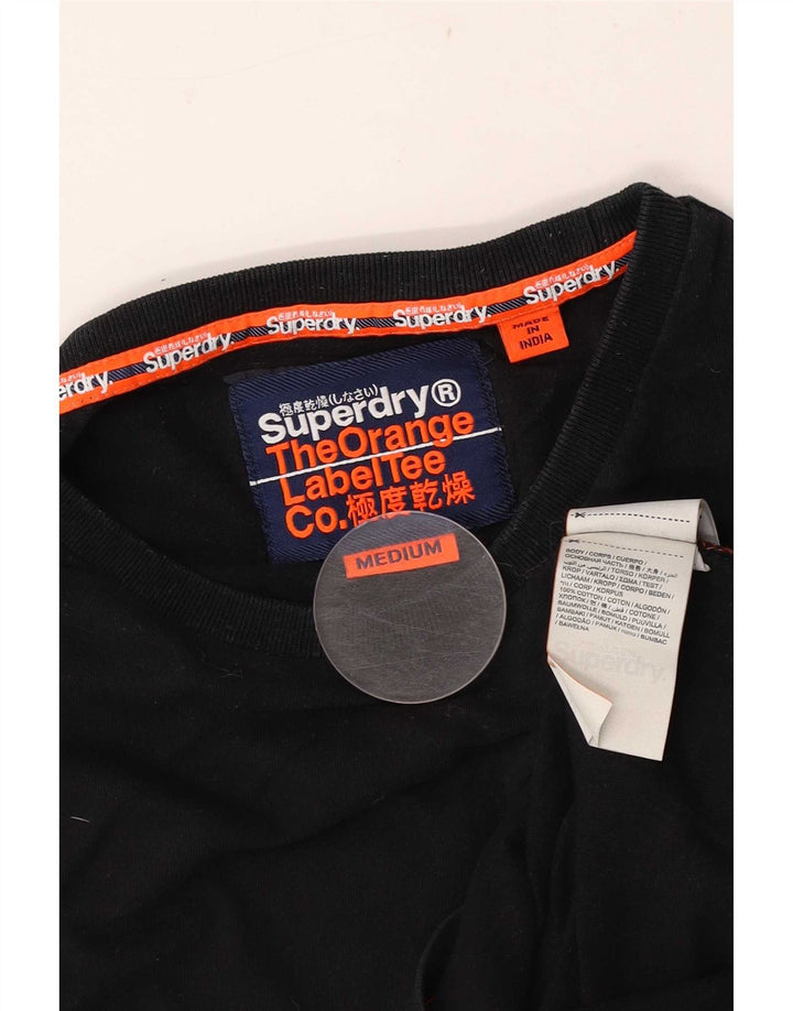 Top da uomo a maniche lunghe Superdry in cotone nero medio