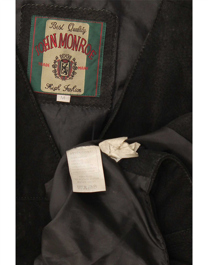 Gilet da uomo in pelle scamosciata John Monroe in pelle nera media