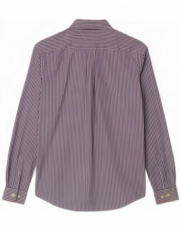 Camicia da uomo Tommy Hilfiger media cotone gessato blu navy