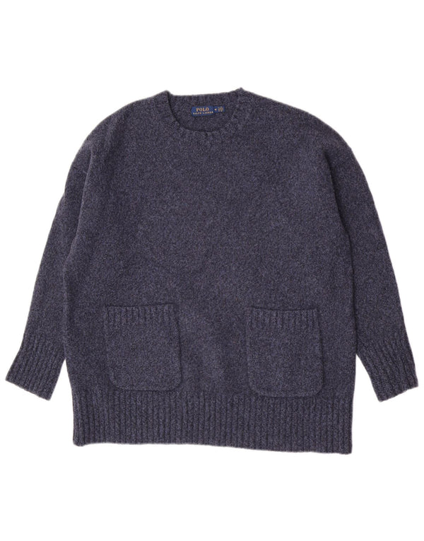 Maglione maglione girocollo da donna Polo Ralph Lauren UK 14 blu navy medio