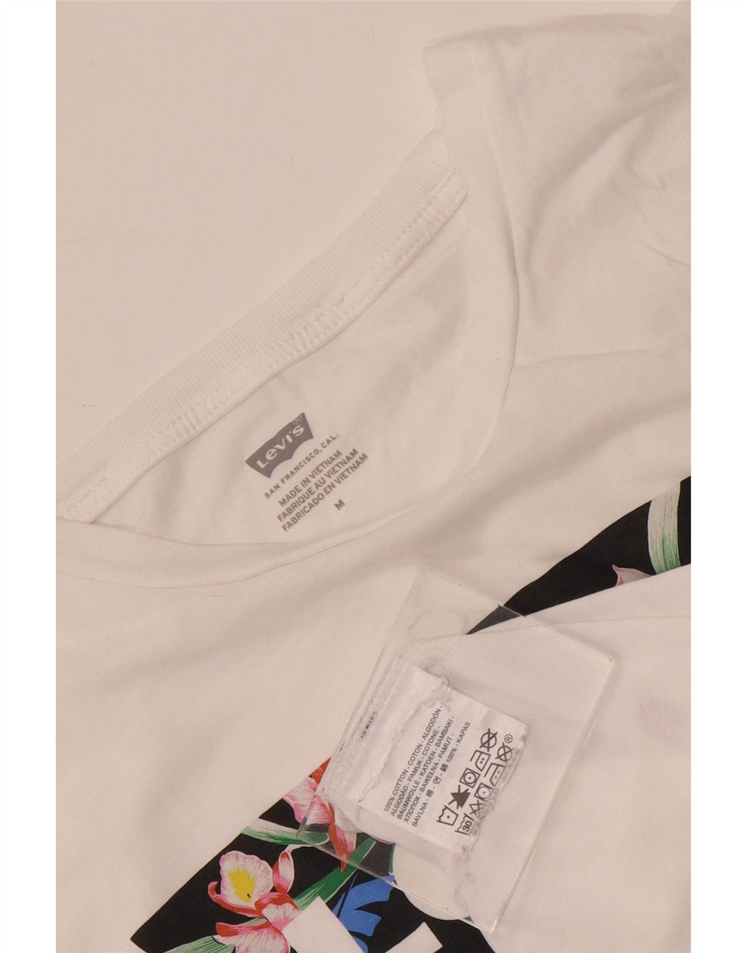 T-shirt grafica da donna Levi's Top UK 12 cotone bianco medio