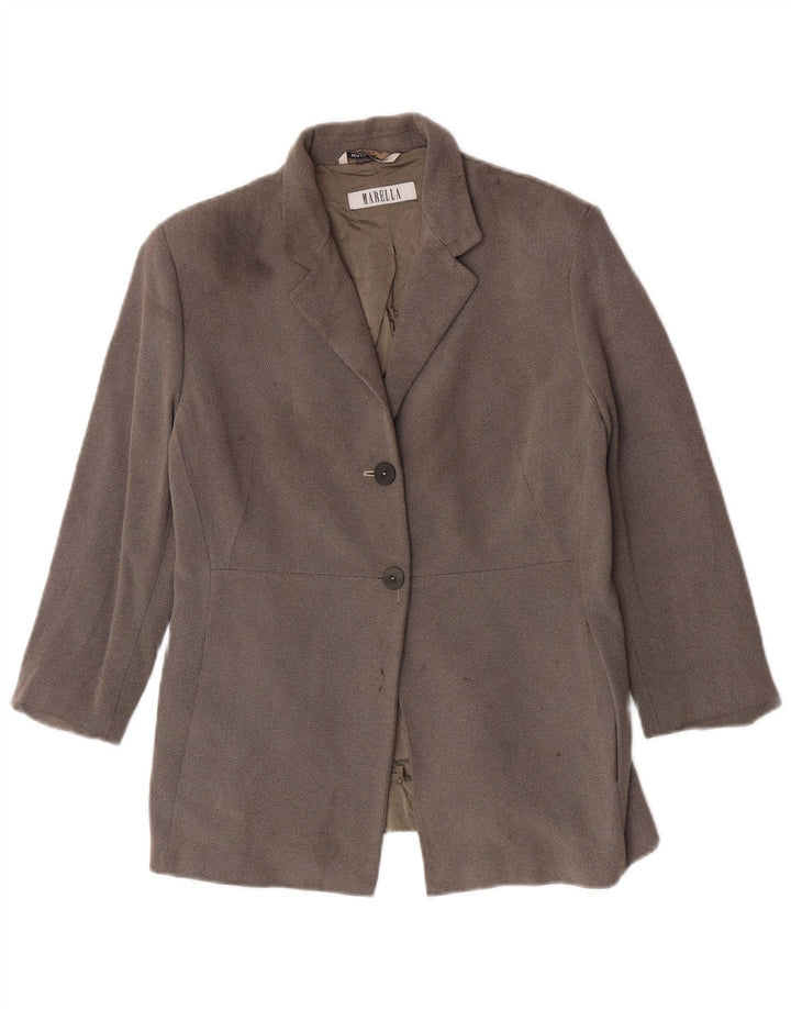 Giacca blazer a 2 bottoni da donna Marella UK 16 grande viscosa grigia