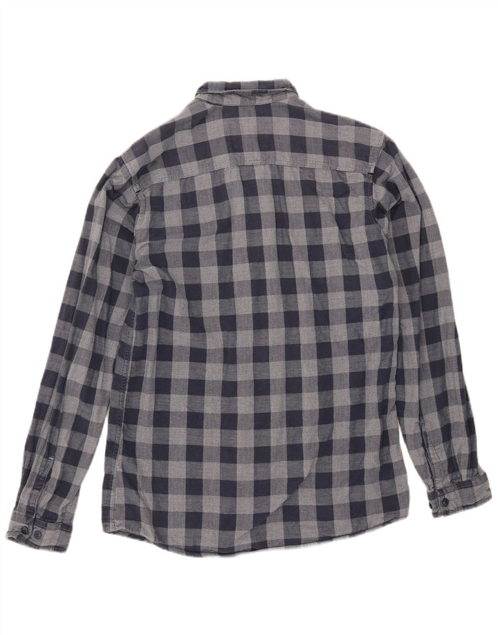 JACK & JONES Camicia da uomo in flanella piccola in cotone a quadri blu navy