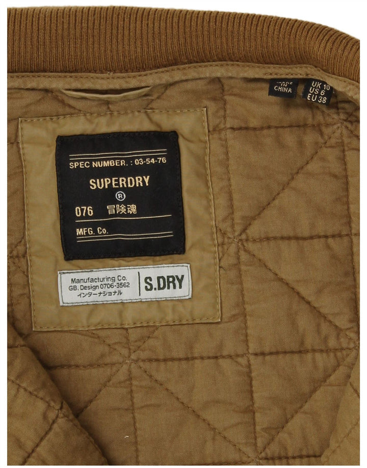 Giacca trapuntata da donna Superdry UK 10 Small in cotone kaki