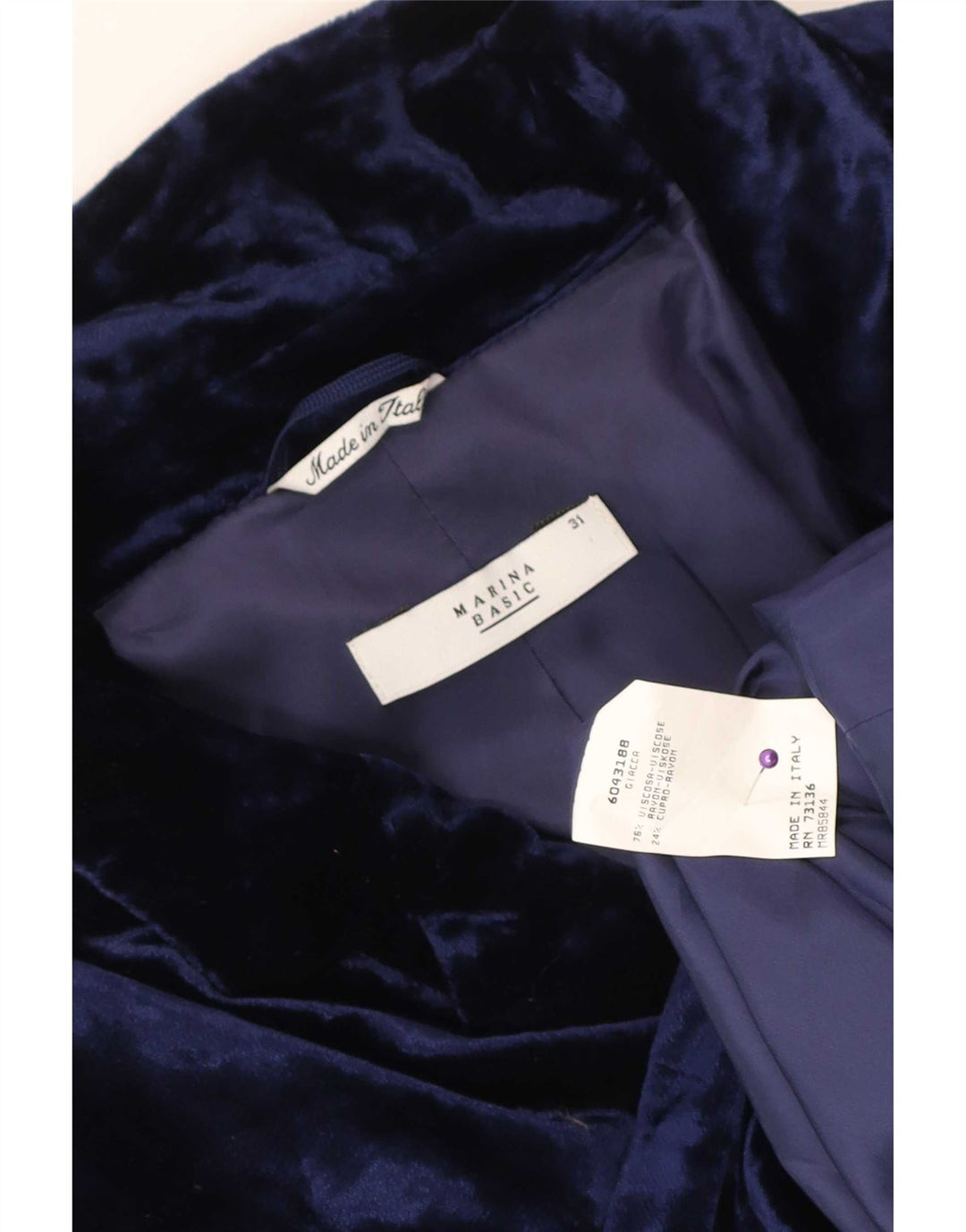 Giacca blazer da donna basic in velluto a 2 bottoni Marina Rinaldi taglia 31 XL blu