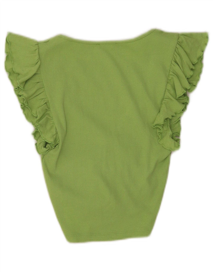 Top corto da donna Zara UK 8 piccolo in cotone verde