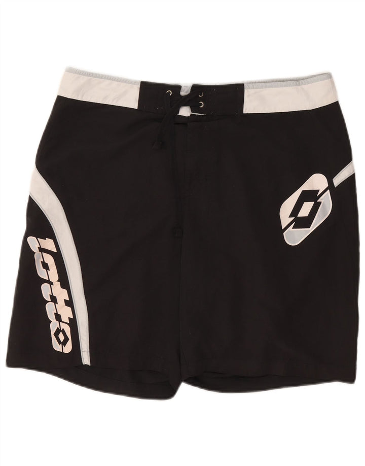 Pantaloncini da bagno grafici da uomo Lotto Large in poliestere color block nero