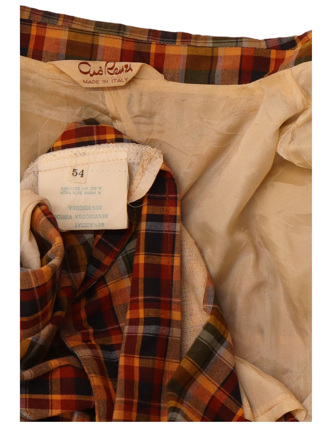 Giacca blazer da uomo a 2 bottoni VINTAGE IT 54 2XL cotone a quadri multicolore