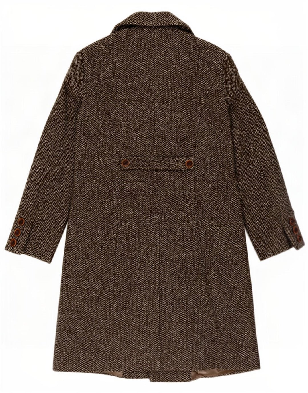 Cappotto doppiopetto da donna Marella UK 12 Lana a spina di pesce marrone medio