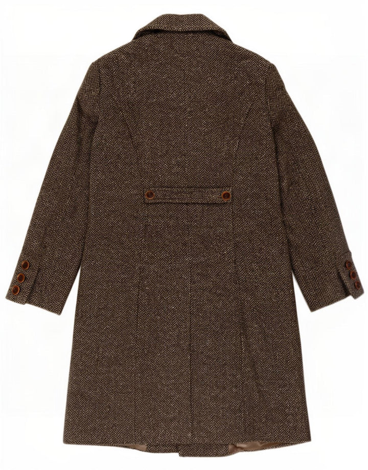 Cappotto doppiopetto da donna Marella UK 12 Lana a spina di pesce marrone medio