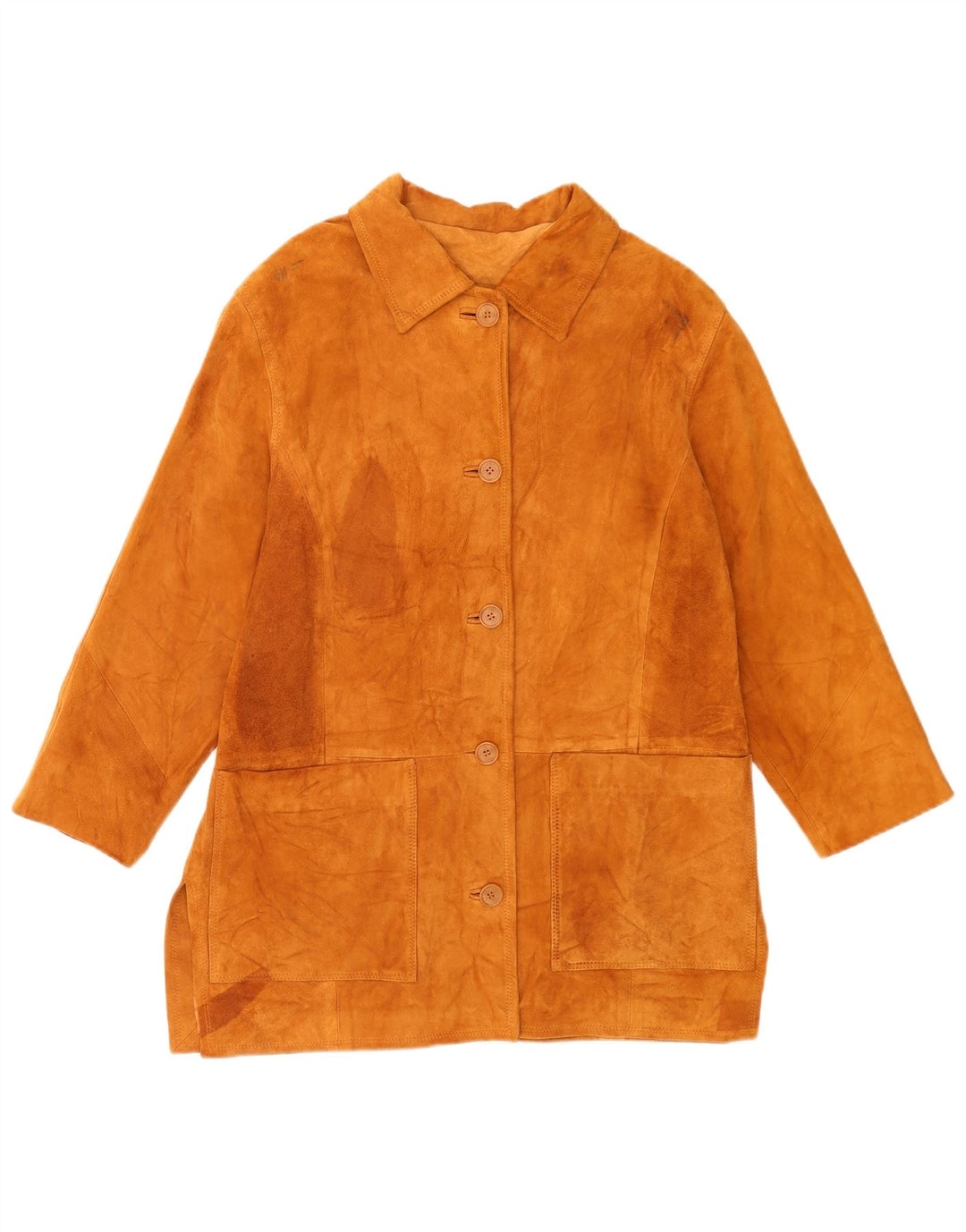 Giacca vintage in pelle scamosciata da donna IT 42 in pelle marrone medio