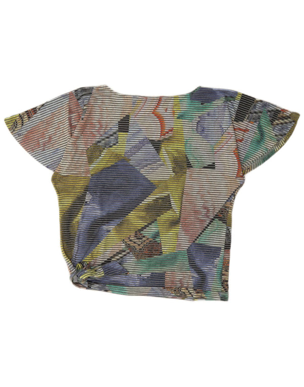Desigual Donna Crop Blouse Top UK 14 Medio Gessato Multicolore