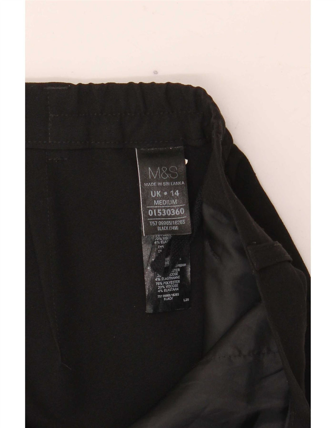 Pantaloni da abito dritti da donna Marks & Spencer UK 14 medi W34 L30 neri