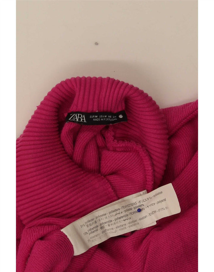 Top corto oversize da donna Zara a maniche lunghe UK 12 Poliestere rosa medio