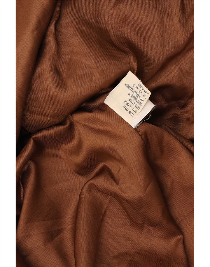 Giacca vintage in pelle scamosciata da donna UK 14 in pelle marrone medio