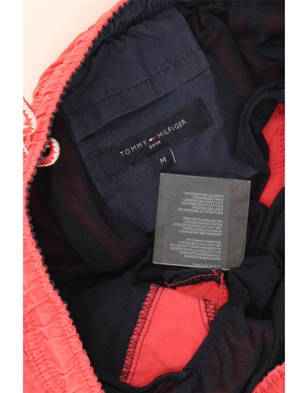 TOMMY HILFIGER Mens Graphic Swimming Shorts Medium  Red Cotton Vintage Tommy Hilfiger and Second-Hand Tommy Hilfiger from Messina Hembry 